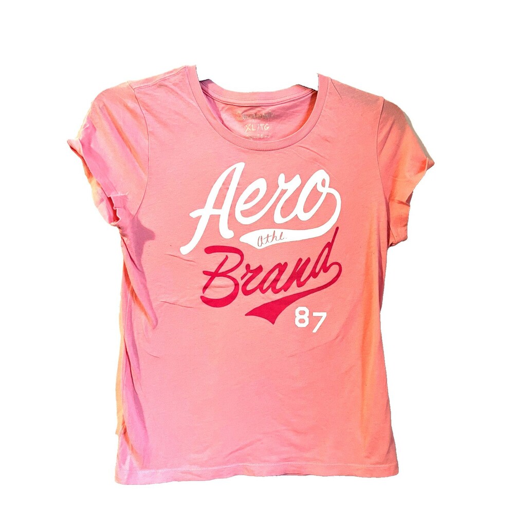 Vintage Y2K AEROPOSTALE Youth Girls PinkTee with cap sleeves SIZE XL